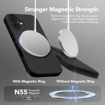 GONEZ Magnetic for iPhone 16 Case, Silicone Cover Black - color: Black, size: Iphone 16