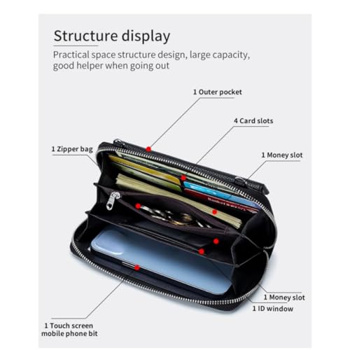 Cell Phone Purse for Women Touch Screen Crossbody Wallet Genuine Leather Mini Bag with Phone Holder Pocket - color: Red