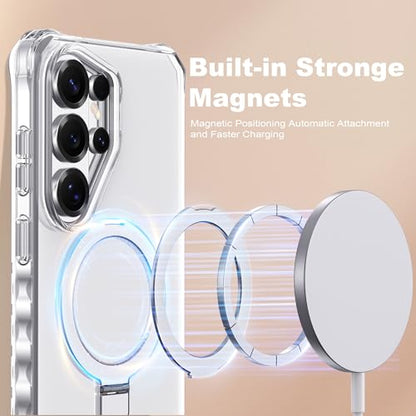 Compatible with Samsung Galaxy S26 Ultra Case 6.9'' Cute Wavy Frame with Magnetic Stand [Compatible with Mag-Safe] Military-Grade Translucent Phone Case for S26 Ultra, Translucent - color: Translucent, size: Samsung Galaxy S26 Ultra