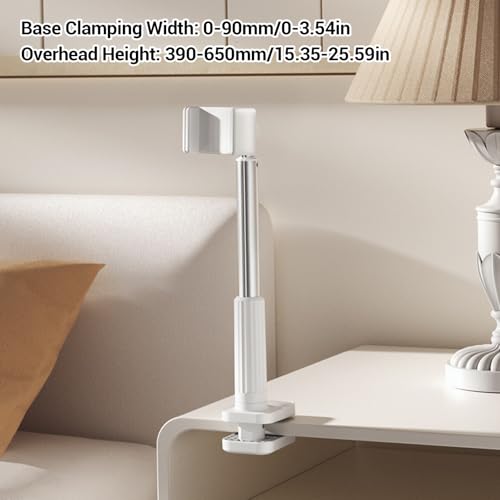Adjustable Height Cell Phone Holder, Multi-Angle Aerial Mount with Clamp for Headboards, Bedside Tables