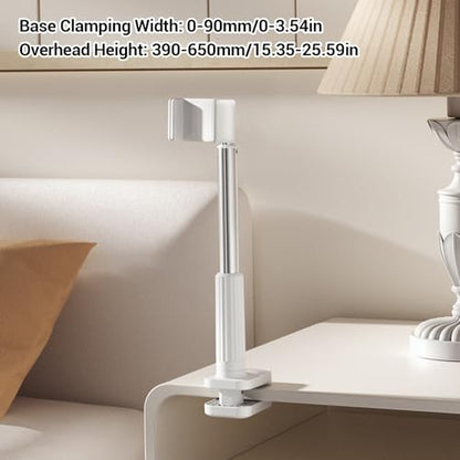 Adjustable Height Cell Phone Holder, Multi-Angle Aerial Mount with Clamp for Headboards, Bedside Tables