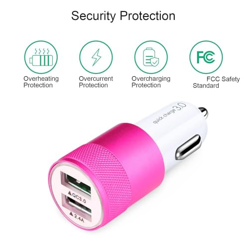 Fast Car Charger, Quick Charging 5.4A/30W Phone USB Car Charger Adapter - color: pink, style: USB A