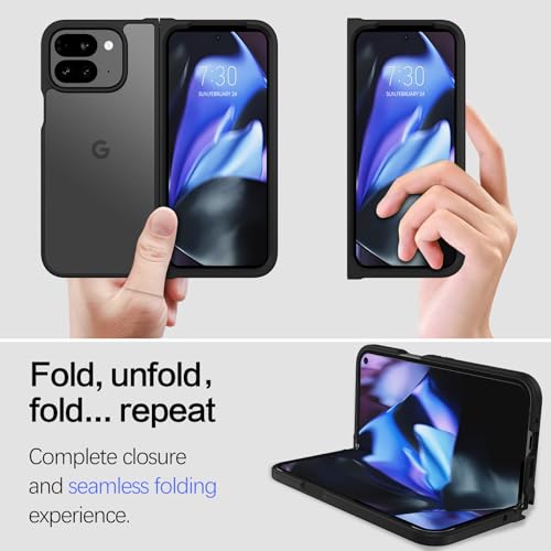 GUAGUA for Google Pixel 9 Pro Fold Case Translucent Matte Back Slim Anti-Scratch Shockproof Protective Phone Case for Google Pixel 9 Pro Fold 2 Case, Black