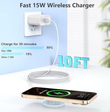 Magnetic Wireless Charger 2Pack, Long 10FT Mag-Safe Charging Pad for iPhone - size: 10FT