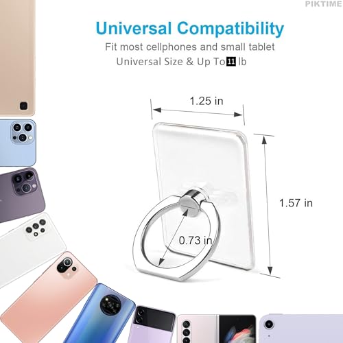 4 Pcs Cell Phone Grips, Clear Acrylic, 360° Rotation, 3 Colors