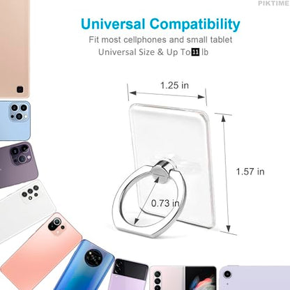 4 Pcs Cell Phone Grips, Clear Acrylic, 360° Rotation, 3 Colors