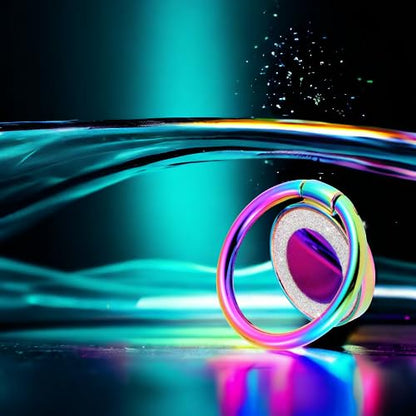 Cell Phone Ring Holder Finger Kickstand Turns 360° Degrees & 180° Degrees Adjustable to Fit Your Needs Helps Stabilize Phone for Selfies iPhone Stand Phone Grip Circle Bling 52014 (Rainbow) - color: Rainbow