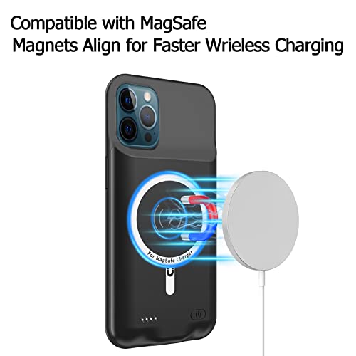 Battery Case for iPhone 12/12 Pro, Upgraded 10000mAh Battery Pack Rechargeable Charger Case with Wireless Charging Compatible for iPhone 12/12 Pro (6.1 inch) External Battery Charging Cover(Black) - size: iPhone 12/12 Pro