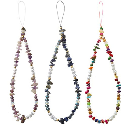 6PCS Beaded Phone Charms Strap Fruit Star Faux Pearl Rainbow Beads Phone Chains Beaded Lanyard for Camera Key Wallet Valentines Day Gifts for Her Women - style: Style3-4