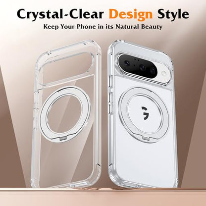 Compatible with Clear Google Pixel 10 Case & Google Pixel 10 Pro Case 6.3''with 360° Magnetic Ring Stand [Plating Phone Cases],Clear - color: Clear, size: Pixel 10 & Pixel 10 Pro