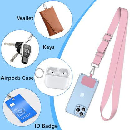 2 Pack Phone Lanyard Cell Phone Lanyard Crossbody Adjustable Phone Strap for Use Around the Neck Cell Phone Lanyard - color: Pink Color