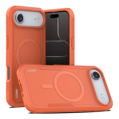 LOOXER® Heavy Duty Rugged Magnetic Case for iPhone 17 Air (6.5”) | Military Grade Shockproof Protection,MagSafe Compatible+ Tempered Glass Included (Orange, 17 Air) - color: Orange, size: 17 Air