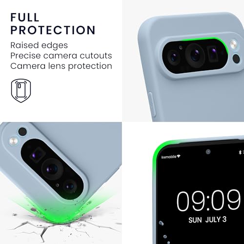 kwmobile Case Compatible with Google Pixel 9 Pro XL Case - Protective Slim TPU Phone Cover - Soft Matte Finish - Light Blue Matte - color: light blue matte