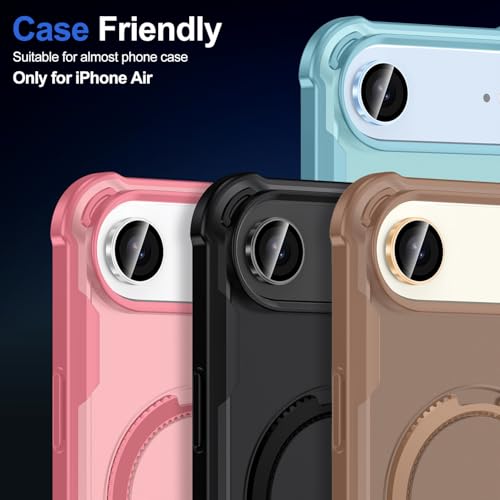 for iPhone Air Camera Lens Protector, Individual Metal Ring Tempered Glass Lens Cover,[Strong Adsorption] Scratch Resistant Thin HD Clear Lens Cover,1 Set-Slivery Ring