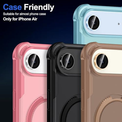 for iPhone Air Camera Lens Protector, Individual Metal Ring Tempered Glass Lens Cover,[Strong Adsorption] Scratch Resistant Thin HD Clear Lens Cover,1 Set-Slivery Ring