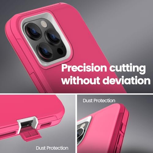 Sansunto for iPhone 15 Pro Max Case with Full Body Protection, Heavy Duty Shockproof Military Grade 3 in 1 Silicone Rubber with Hard PC Rugged Durable Phone Cover for Women Girls. (Rose/White) - color: Rose/White