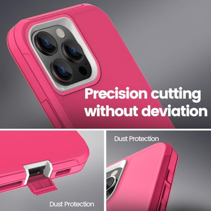 Sansunto for iPhone 15 Pro Max Case with Full Body Protection, Heavy Duty Shockproof Military Grade 3 in 1 Silicone Rubber with Hard PC Rugged Durable Phone Cover for Women Girls. (Rose/White) - color: Rose/White