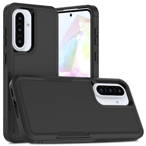 for Samsung Galaxy A37 / Galaxy A36 5G / Galaxy A57 5G Case: Dual Layer Protective Heavy Duty Cell Phone Cover Shockproof Rugged with Screen Protector - Military Protection Bumper Tough, Black - color: Black (PC) + Black (TPU)
