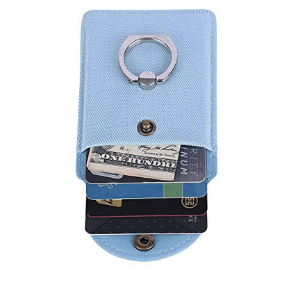 Self Adhesive Card Holder for Back of Phone with Ring Stand - Blue - color: Finger Ring Blue