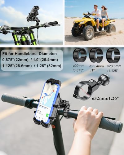 BRCOVAN Anti-Theft Motorcycle Phone Mount Holder with Vibration Dampener