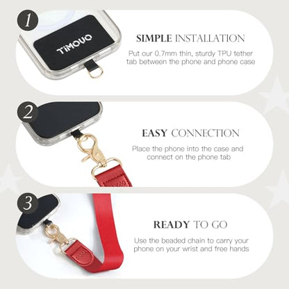 TiMOVO Phone Lanyard Crossbody Wrist Strap, Adjustable Anti-Theft Strap for Smartphone Case - color: Red