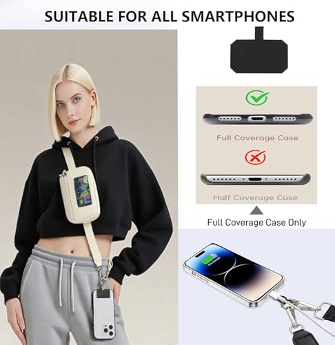 Adjustable Phone Strap Crossbody,Phone Lanyard Crossbody Wrist Strap,phone lanyard with wallet-Beige - color: Beige