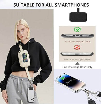 Adjustable Phone Strap Crossbody,Phone Lanyard Crossbody Wrist Strap,phone lanyard with wallet-Beige - color: Beige