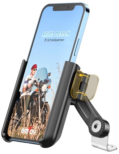 Grefay Motorcycle Phone Mount, 1S Quick Release Anti Shake Motorbike Phone Holder for 3.5-7.0 Inch Smartphone for Motorcycle Mirror Phone Mount with 360° Rotatabe