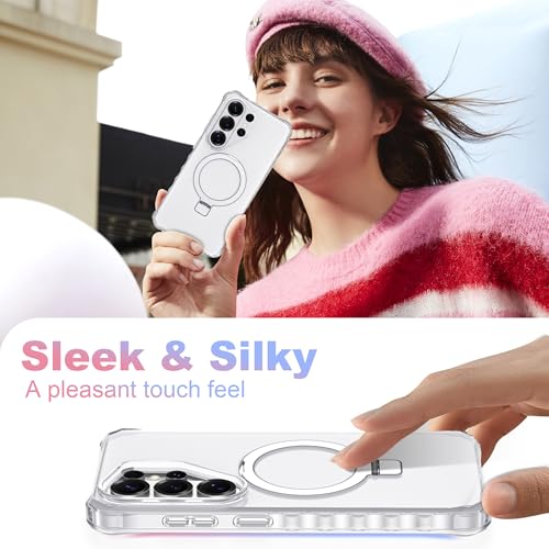 Compatible with Samsung Galaxy S26 Ultra Case 6.9'' Cute Wavy Frame with Magnetic Stand [Compatible with Mag-Safe] Military-Grade Translucent Phone Case for S26 Ultra, Translucent - color: Translucent, size: Samsung Galaxy S26 Ultra