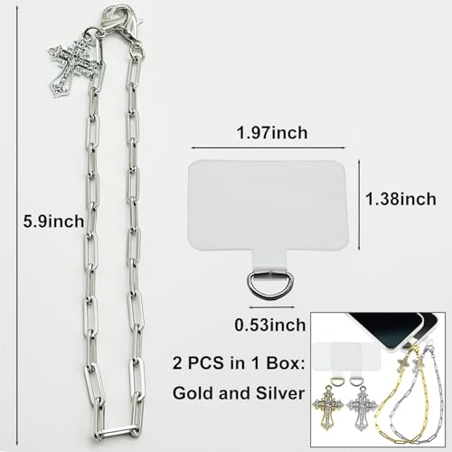 Phone Wrist Strap Metal Phone Chain Wristlet Strap Detachable Cellphone Lanyard Wrist with Tether Tab - color: 20_mix-gold-silver
