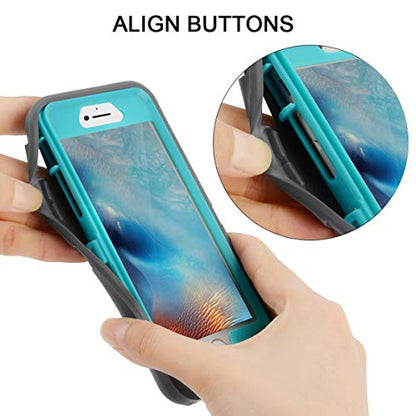 MAXCURY for iPhone 6 Case iPhone 6s Case Heavy Duty Shockproof 3 in 1 Soft Silicone Rubber + Hard PC Bumper Cove with Built-in Plastic Screen Protector - Grey and Light Blue - color: Gray/Lgiht Blue
