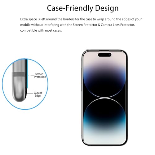 Easy Alignment Frame Designed For iPhone14 Pro Max Tempered Glass Screen Protector 2-Pack Camera Lens Protector Film 2-Pack