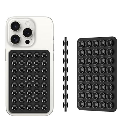 Double Sided Silicone Suction Phone Holder Mount, Silicon Accessory for iPhone and Android, Hands-Free Mirror Shower Phone Holder, TikTok Videos and Selfies (Black+White) - color: Black+White