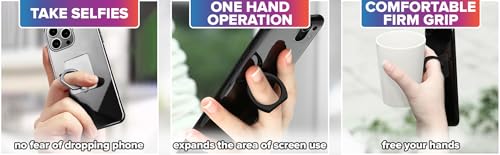 4 Pcs Cell Phone Grips, Clear Acrylic, 360° Rotation, 3 Colors