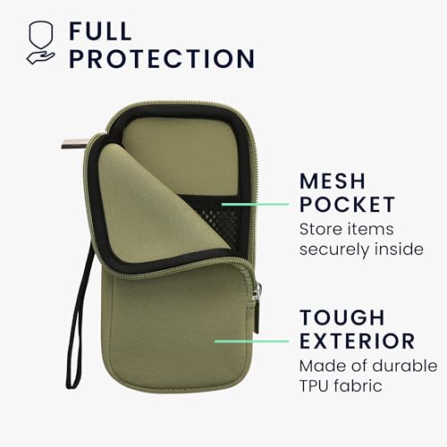 kwmobile Universal Phone Pouch Size XL - 6.7/6.8" - Neoprene Smartphone Pouch with Zip - Water-Repellent Mobile Phone Case - Sleeve in Gray Green
