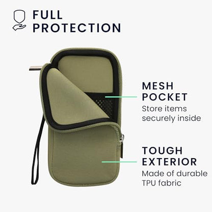 kwmobile Universal Phone Pouch Size XL - 6.7/6.8" - Neoprene Smartphone Pouch with Zip - Water-Repellent Mobile Phone Case - Sleeve in Gray Green
