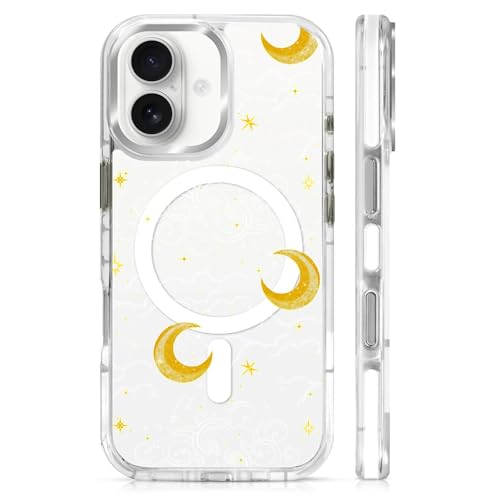 Magnetic Case for iPhone 17 Design On Clear Base, Compatible with MagSafe Slim Protective Soft TPU Bumper Phone Cover Women Girls Case for iPhone 17 Clear Celestial Moon Stars - color: Clear Celestial Moon Stars, size: iPhone 17