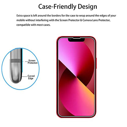 Easy Alignment Frame Designed For iPhone 13 mini Tempered Glass Screen Protector 2-Pack Camera Lens Protector Film 2-Pack