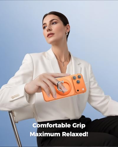SUPERONE for MagSafe Phone Grip, Adjustable Magnetic Phone Ring Holder - color: Orange