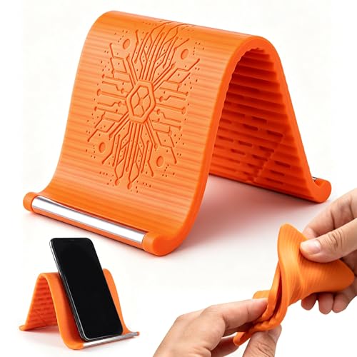 Airplane Phone Holder, Flexible Silicone Aluminum Phone Holder - color: Orange