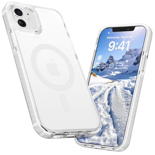 LATVIN for iPhone 12 Case Clear, iPhone 12 Pro Case, Magnetic Phone Cover, Compatible with MagSafe, Military Grade Protection, Biult-in Shockproof Bumper, Transparent Anti-Yellowing, White - color: White, size: for iPhone 12 / 12 Pro 6.1 inch