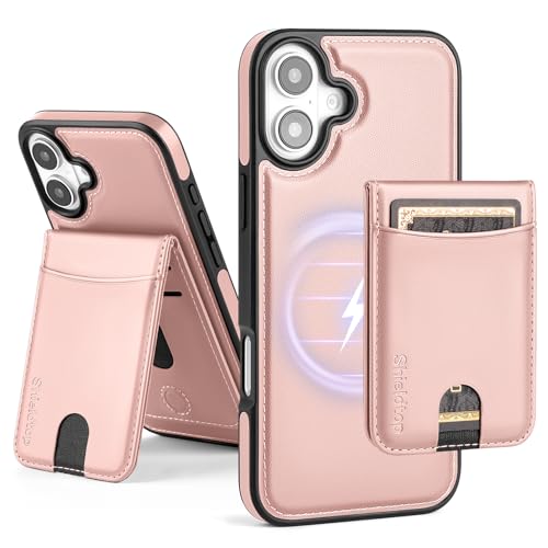 Shieldtop Compatible with MagSafe iPhone 16 Wallet Case,Rose Gold | 2 in 1 Detachable Magnetic,Credit Card Holder Slots,RFID Blocking,PU Leather,Kickstand,Flip Folio Phone Cover for Men & Women - color: Rose Gold, size: iPhone 16 6.1"