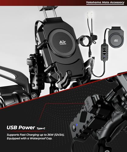 Kaedear Qi Wireless Charging Motorcycle Phone Mount, KDR-M26A - style: Qi Charging / 1" Ball