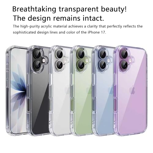 Classic Hybrid Magnetic iPhone 17 Case Phone Case Cover, Screen Protectors X1, Compatible with Magsafe, Anti Yellowing,Slim,Shockproof, Protective(Transparent Pink, iPhone 17) - color: Transparent Pink, size: iPhone 17