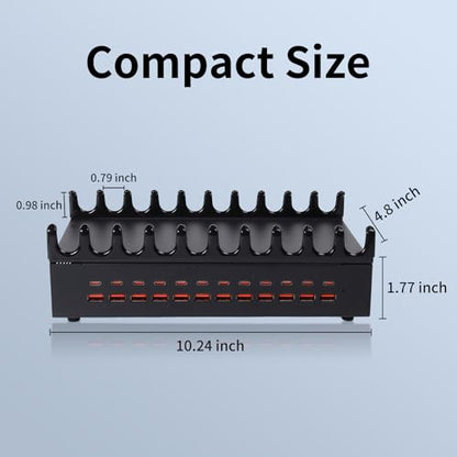 24 Ports 300W Charging Station for Multiple Devices with 10 Cables