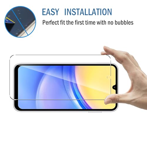 2 Pack Compatible with Samsung Galaxy A15 5G/4G Screen Protector,Full Coverage 9H Tempered Glass Film,HD Clear Scratch Resistant,Bubble-Free for Galaxy A15(6.5 Inch) Screen Protector - color: Samsung Galaxy A15 5G