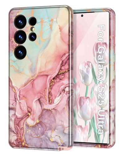 Btscase for Samsung Galaxy S25 Ultra Case, [Military Grade Drop Tested] Marble Pattern Design Slim Rugged Shockproof Women Girls Men Protective Anti-Scratch Cover, All Rose Gold | Military Grade Drop Tested - color: All Rose Gold, size: Samsung Galaxy S25