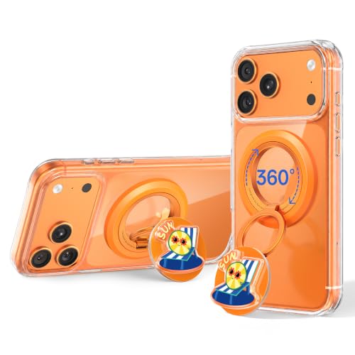 SYNCWIRE Magnetic Phone Ring Holder, for MagSafe Phone Grip Stand Kickstand - color: Mood-Sunset Orange