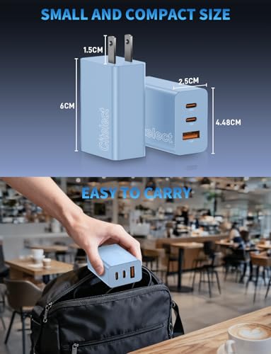 85W Dynamic Power GaN USB-C Fast Charger, 2C1A 3-Port, Max 65W, 2 Pack - color: Blue, size: 2Pack