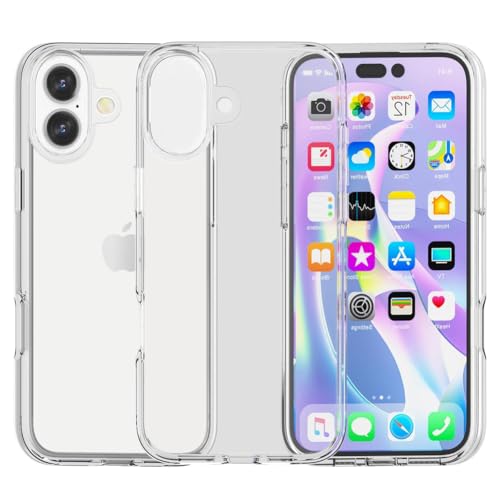 I&H for iPhone 16 6.1 inch Case Crystal Clear Non-Yellowing, Shockproof, Anti-Scratch, Transparent Hard Back Cover